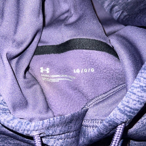Under Armour Purple Cold Gear Black Trim Fleece Long Sleeve Hoodie Size L - Picture 10 of 11
